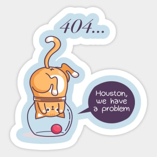 Funny, Cute Cat Astronaut Kitty 404 Error Sticker